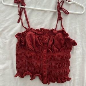 Scrunch Summer Top that is a burnt orange color from Urban Outfitters
